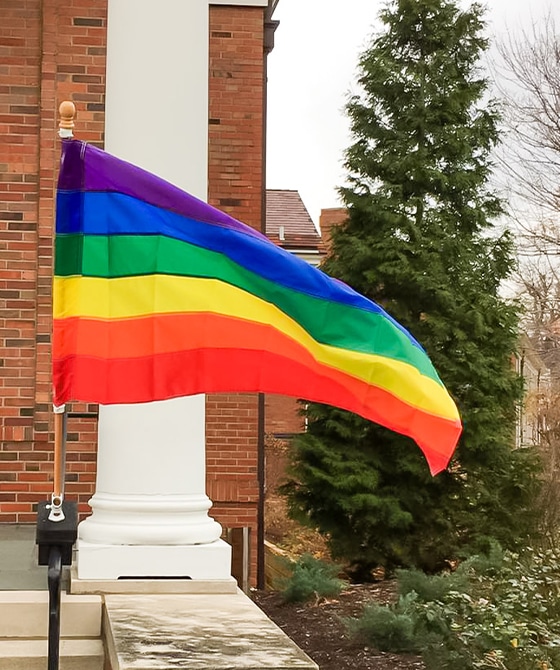 Pride flag waving at FHC