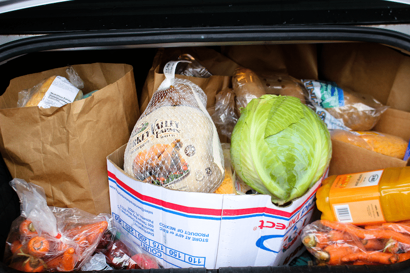 groceries loaded into trunk of car
